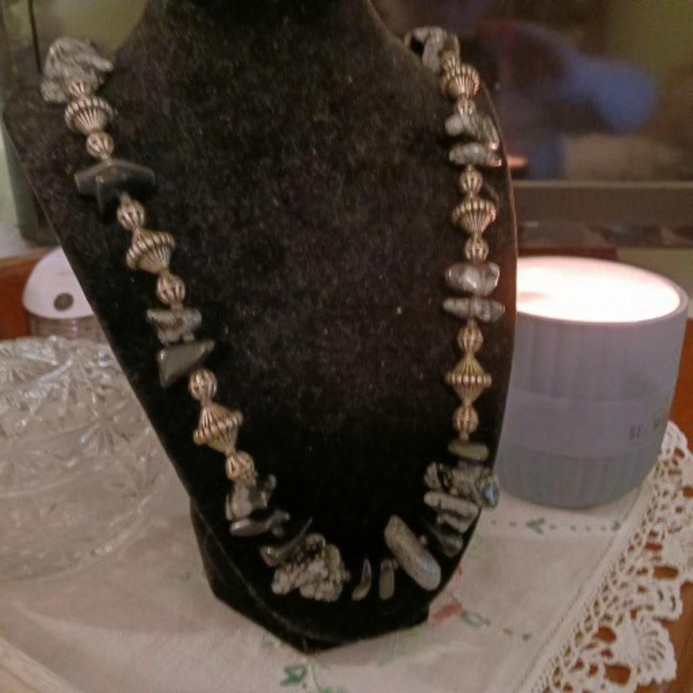 Necklace made of heavy real Stones and Silver Accents